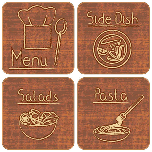 Different of Vintage food labels vector 02