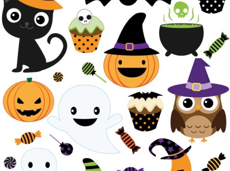 Vector happy Halloween icons design elements