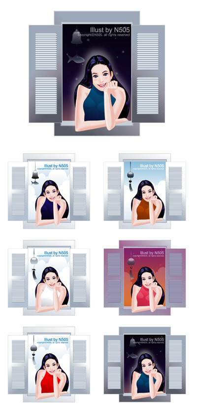 Lie prone on the window of the girl vector