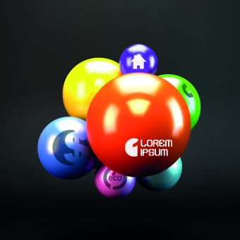Shiny 3D sphere vector backgrounds 01