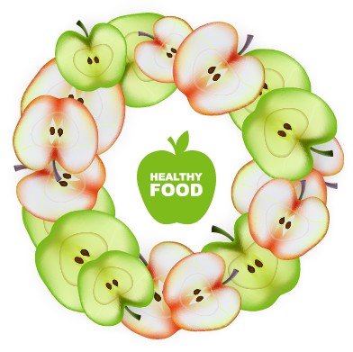 Apple slice healthy food background vector 01