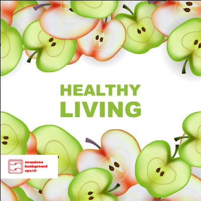 Apple slice healthy food background vector 02