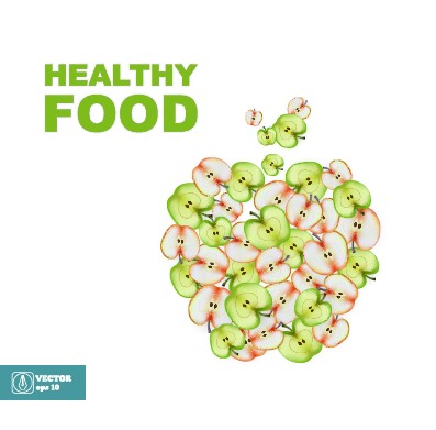 Apple slice healthy food background vector 03