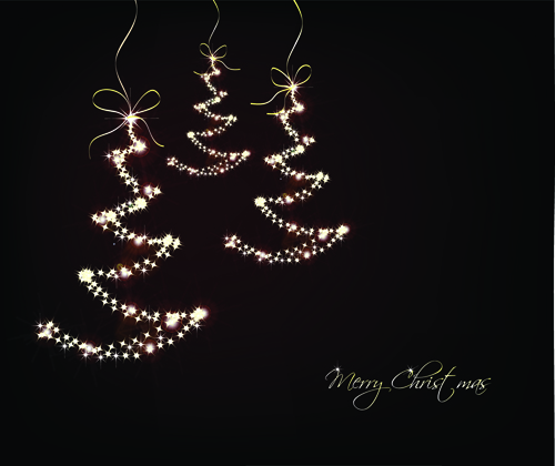 Black style Merry Christmas Cards vector 02