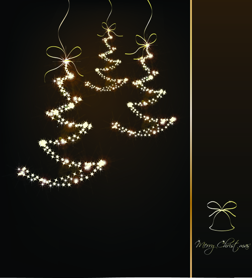Black style Merry Christmas Cards vector 03