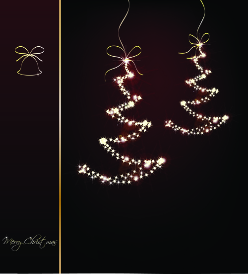 Black style Merry Christmas Cards vector 04
