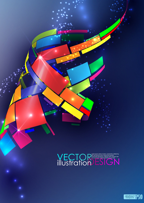 Blue dynamic Backgrounds Illustration 03