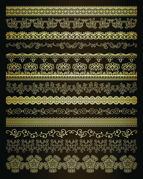 Retro lace Borders vector set 01