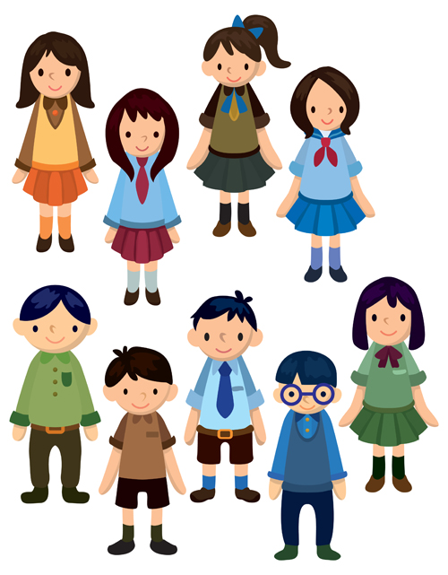 Different Cartoon school child image vector 05
