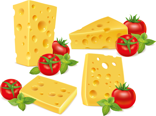 Cheese with tomato design vector