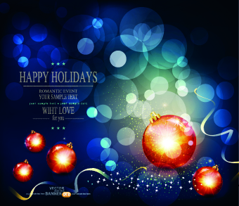 Christmas baubles and holiday background vector