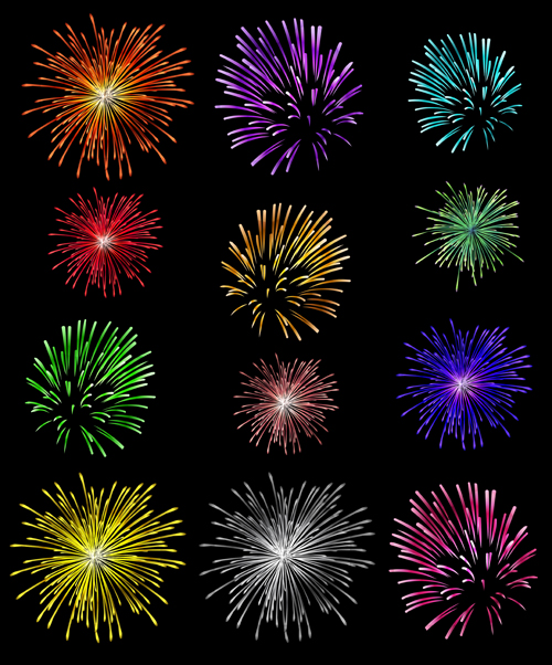 Colorful fireworks holiday illustration vector set 02