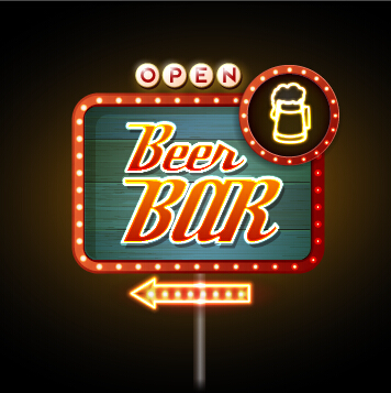 Colorful neon billboard vector set 02