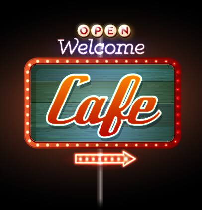 Colorful neon billboard vector set 05