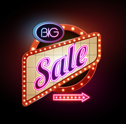 Colorful neon billboard vector set 07
