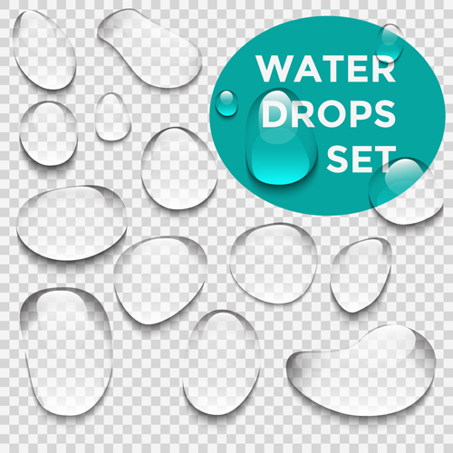 Crystal clear water drops vector illustration 01