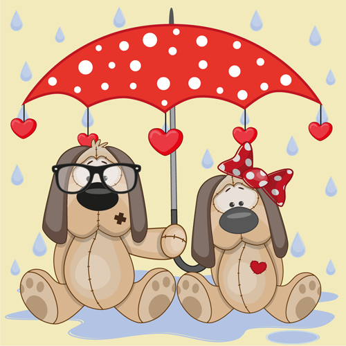 Cute animals and umbrella cartoon vector 16