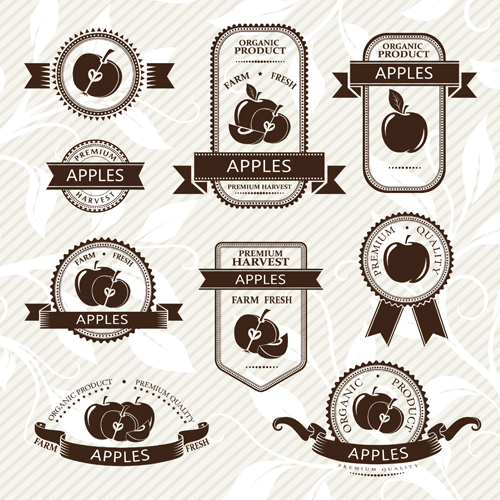 Delicate fruits labels vector material set 18