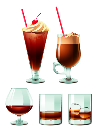 Drinks food vector set 04