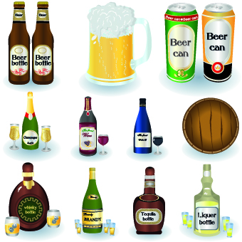 Drinks food vector set 06