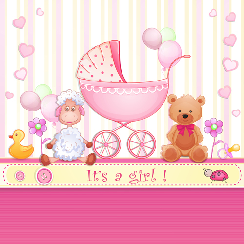 Elegant girl baby cards cute design vector