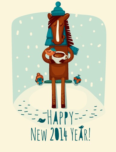 new year new horse funny background vector background 