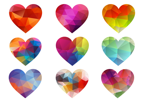 Geometric shapes heart icons vector