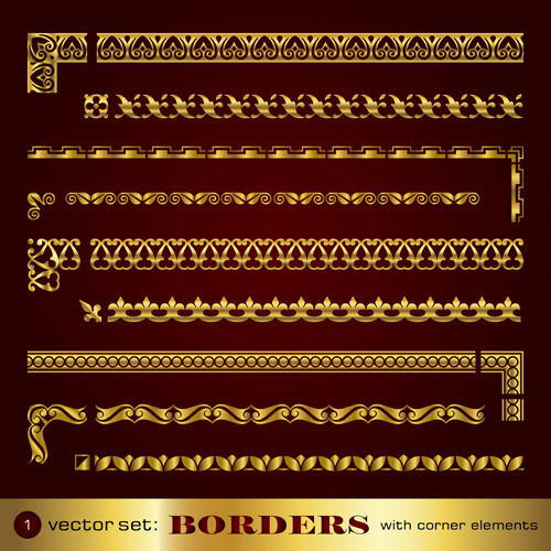 corner decorative elements vector 01 Golden border and corner decorative elements vector 01