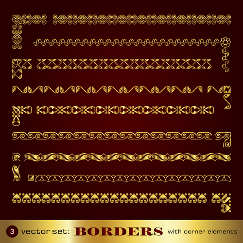 corner decorative elements vector 03 Golden border and corner decorative elements vector 03