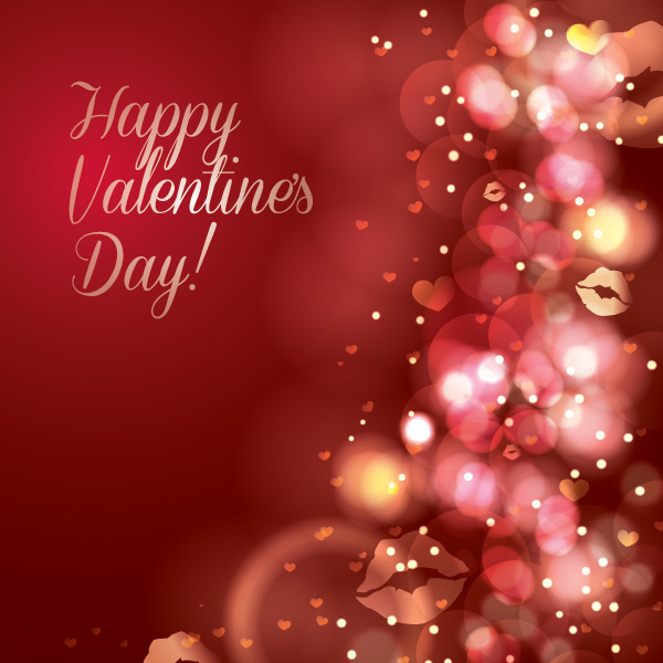 Halation valentine day red background vector