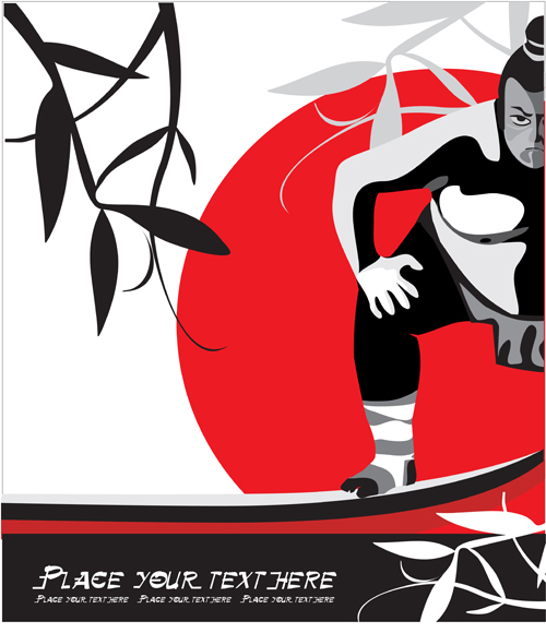 Japanese sumo elements background vector