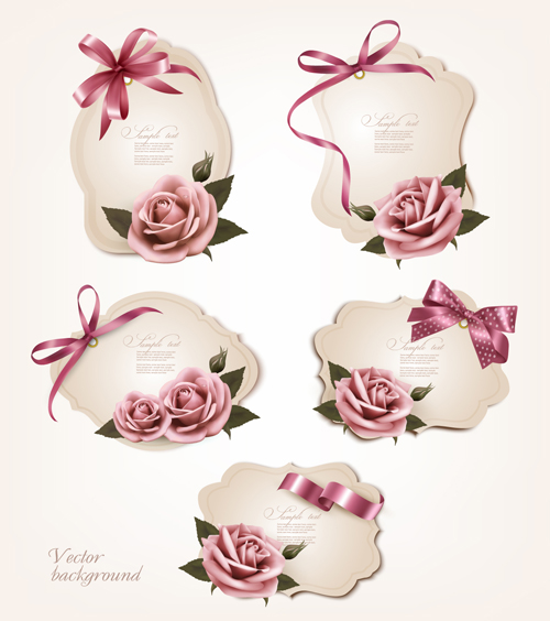 Beautiful Paper Labels Bows vector 01