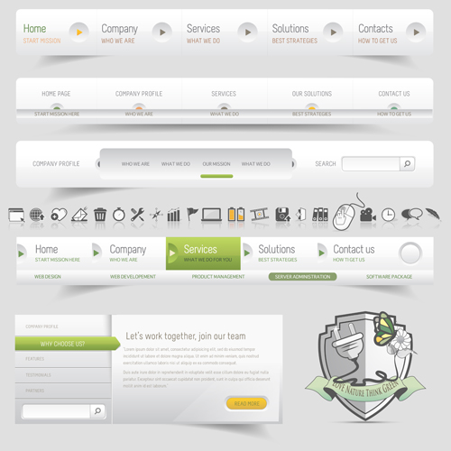 Light colored web navigation vector design