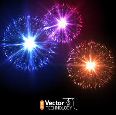 multicolor Fireworks exploding background vector background 