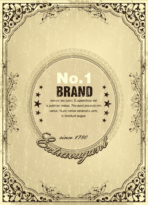 Elements of Vintage frames vector set 02