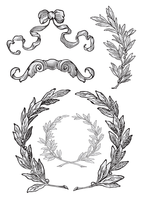 Elements of Vintage frames vector set 06