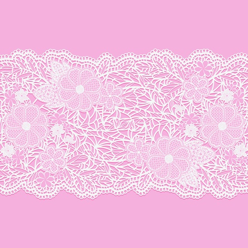 Pink background with white Lace vector material 01