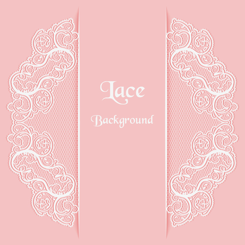 Pink background with white Lace vector material 04