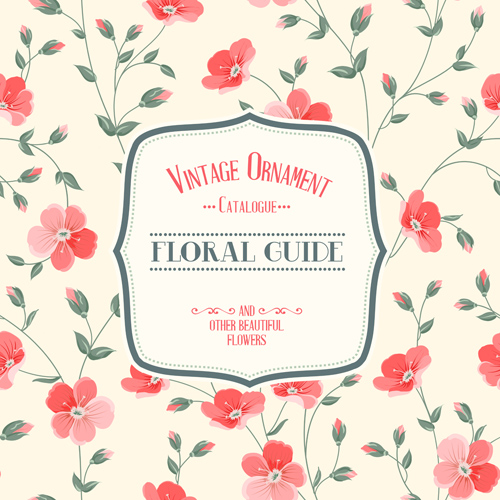 Pink red flower card vector material
