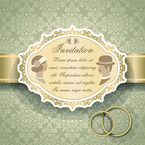 Qrnate floral pattern wedding invitations vector 02
