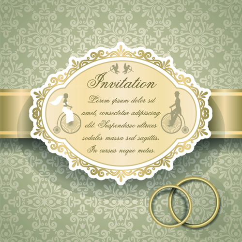 Qrnate floral pattern wedding invitations vector 03