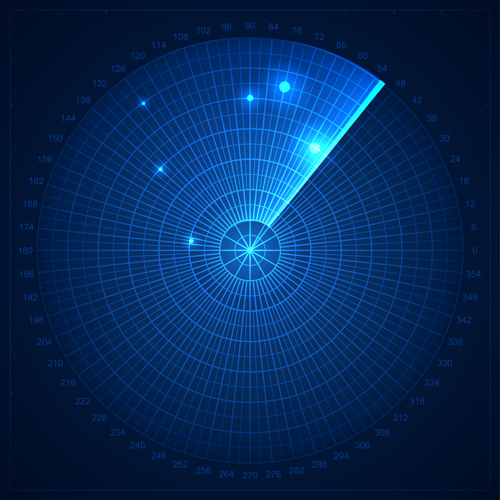 Radar elements blue background vector