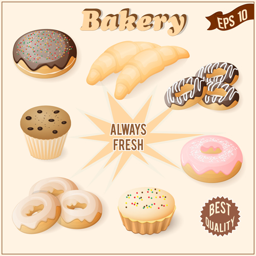 Realistic bakery with cake vector graphic