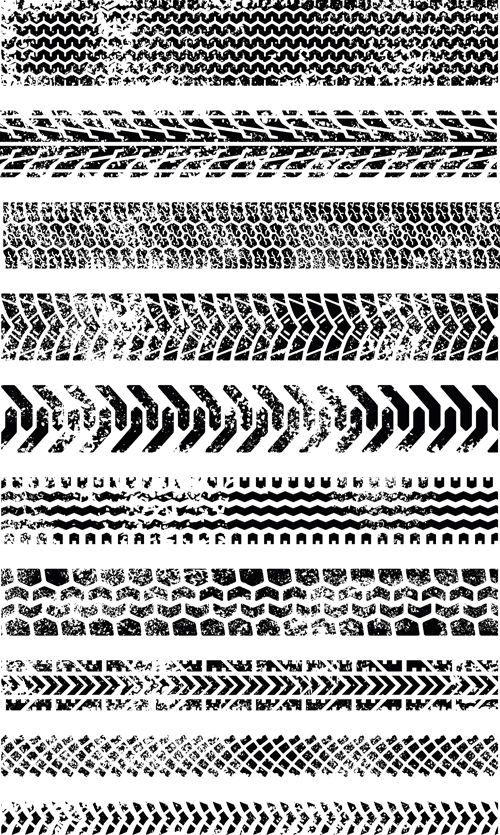 Realistic tire marks vector graphics