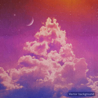 Retro night sky vector background 01