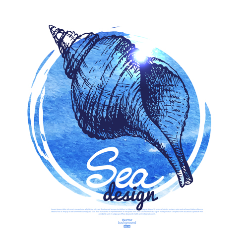Set of seashell hand drawn vectors material 08