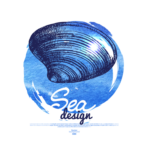 Set of seashell hand drawn vectors material 09