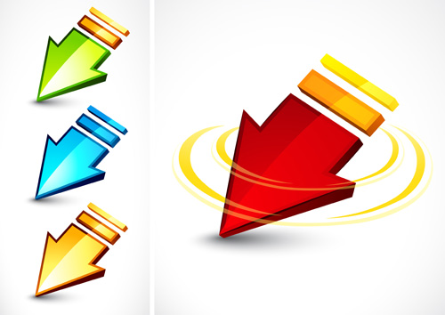 Shiny colored arrows vector design