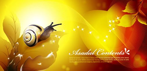 Snail with golden background vector 02