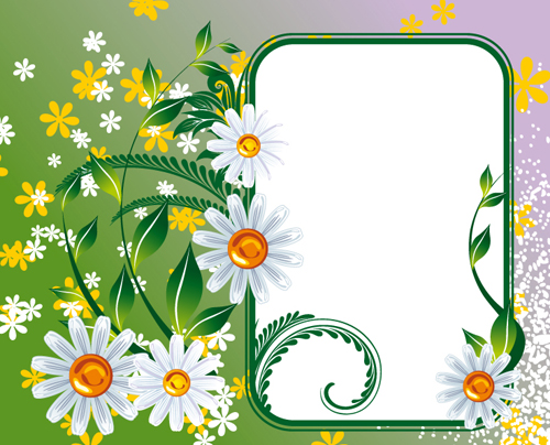Vector of Spring Fresh Flower Frame set 01